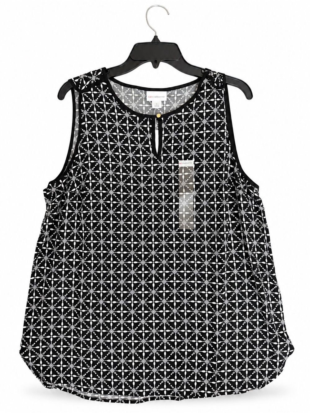 Liz Claiborne Black & White Geometric Sleeveless Camisole
